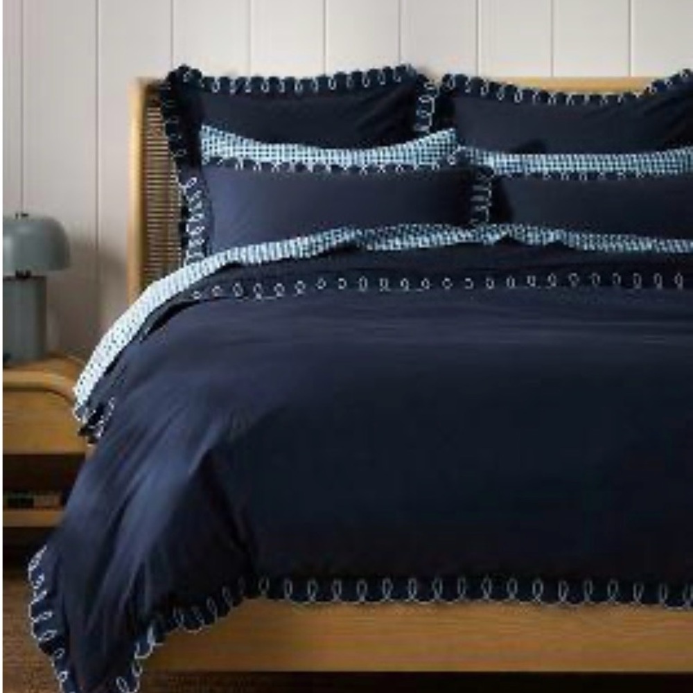Maeve, Anthropologie Organic Cotton Looped Embroidered King Duvet Cover + Shams